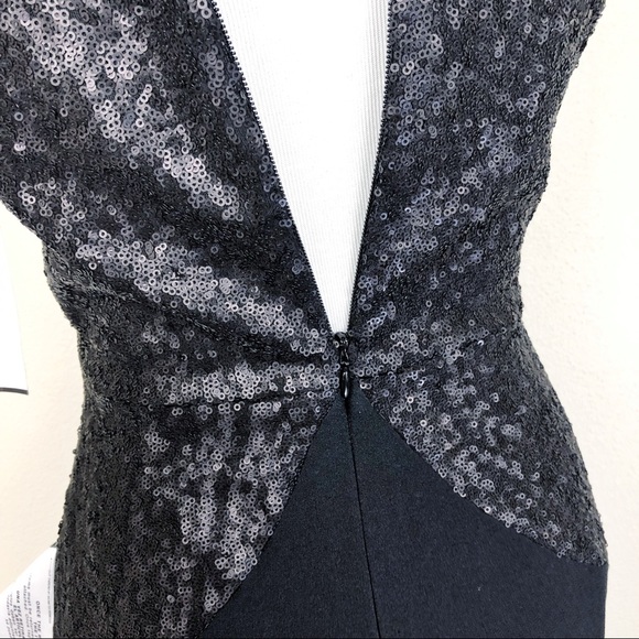 •DRESS the POPULATION• Black Joey Sequin Jumpsuit 70’s inspired - Picture 6 of 8